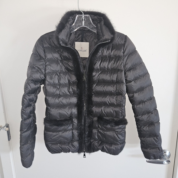 Moncler Jackets & Blazers - Moncler Puffer Down Black with mink fur accent Jacket